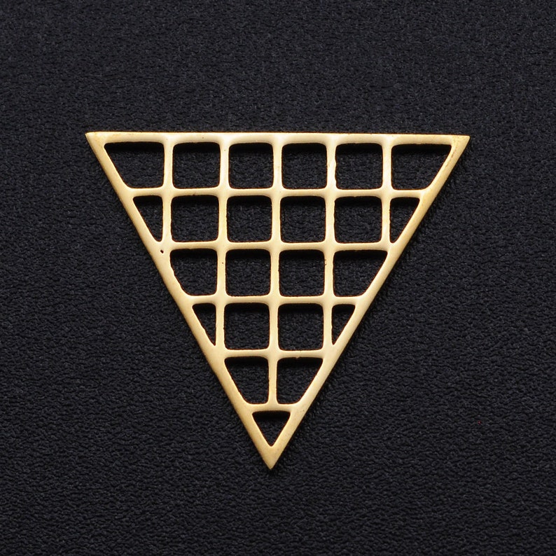 Golden Hollow Grid Triangle Connector Stainless Steel Charms Jewellery Making Pendant Charms Finding Supplies Wholesale JN905-2x5