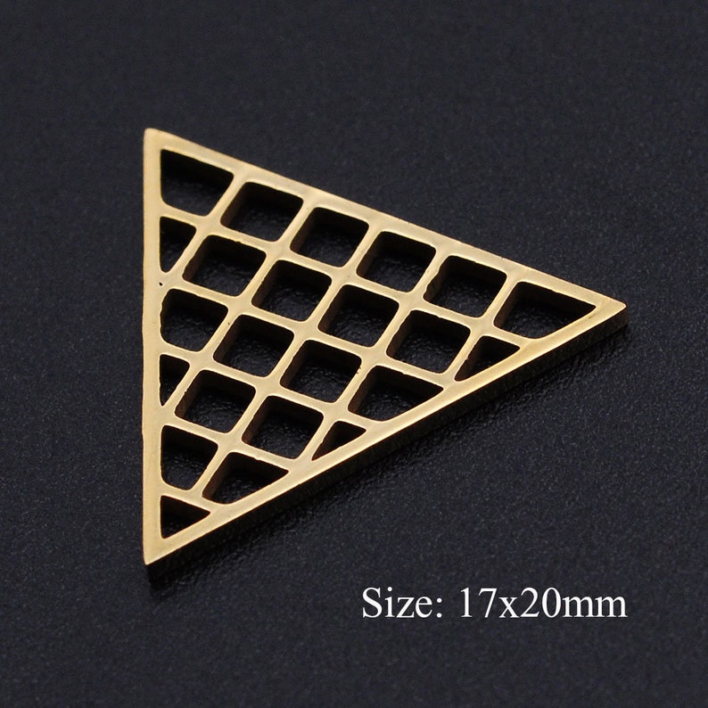 Golden Hollow Grid Triangle Connector Stainless Steel Charms Jewellery Making Pendant Charms Finding Supplies Wholesale JN905-2x5