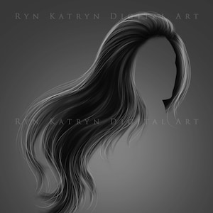 PNG Full Hairstyle, Long Hair Blowing- 5 Different Colours.