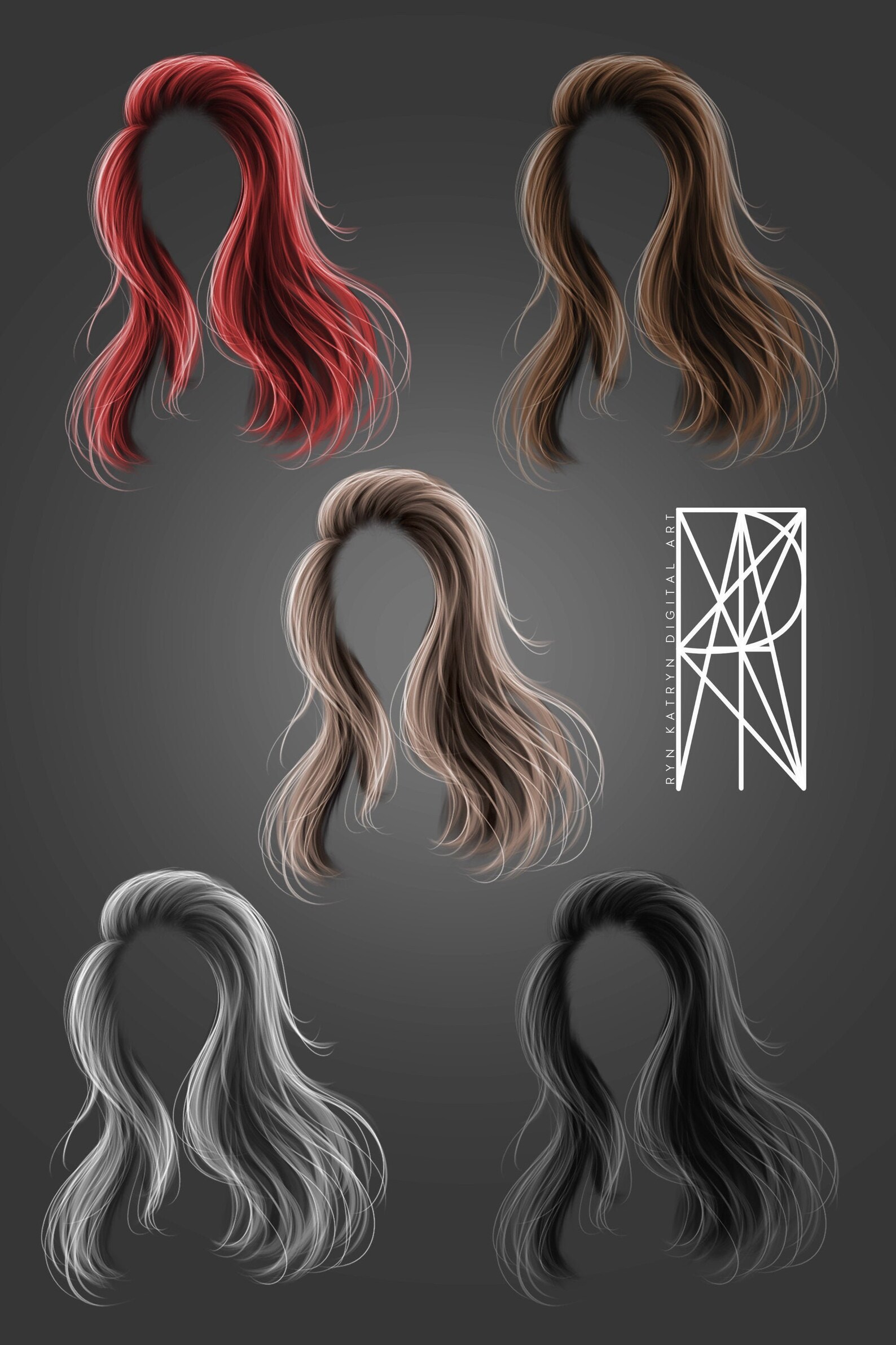 PNG Full Wavy Hairstyle 5 Different Colours. | Etsy