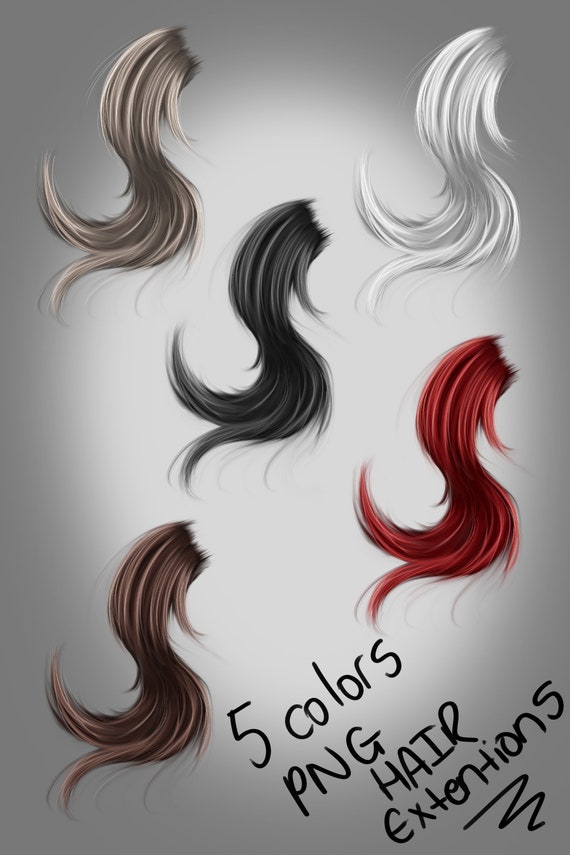 PNG Set of Hair Extensions 5 Different Colors