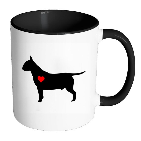 Bull Terrier Heart Love 11 Oz Ceramic Coffee Mug White Etsy