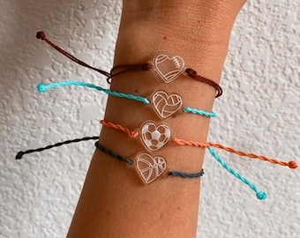 Heart Sports Charm SVG: Pura Vida Bracelet File (Digital Download)