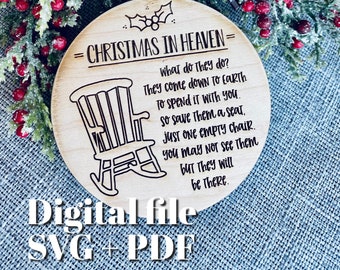 Christmas in Heaven Ornament Laser Svg File, Digital Download, Glowforge, Loss of Loved One, Laser Ornament File, Memorial Ornament File