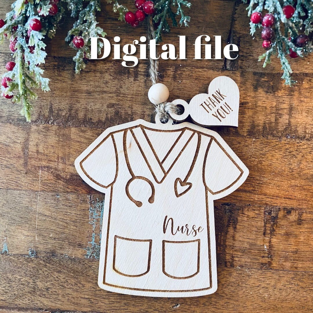 Nurse Scrubs Ornament SVG: Gift Card Holder, Laser Cut File (Digital Download)