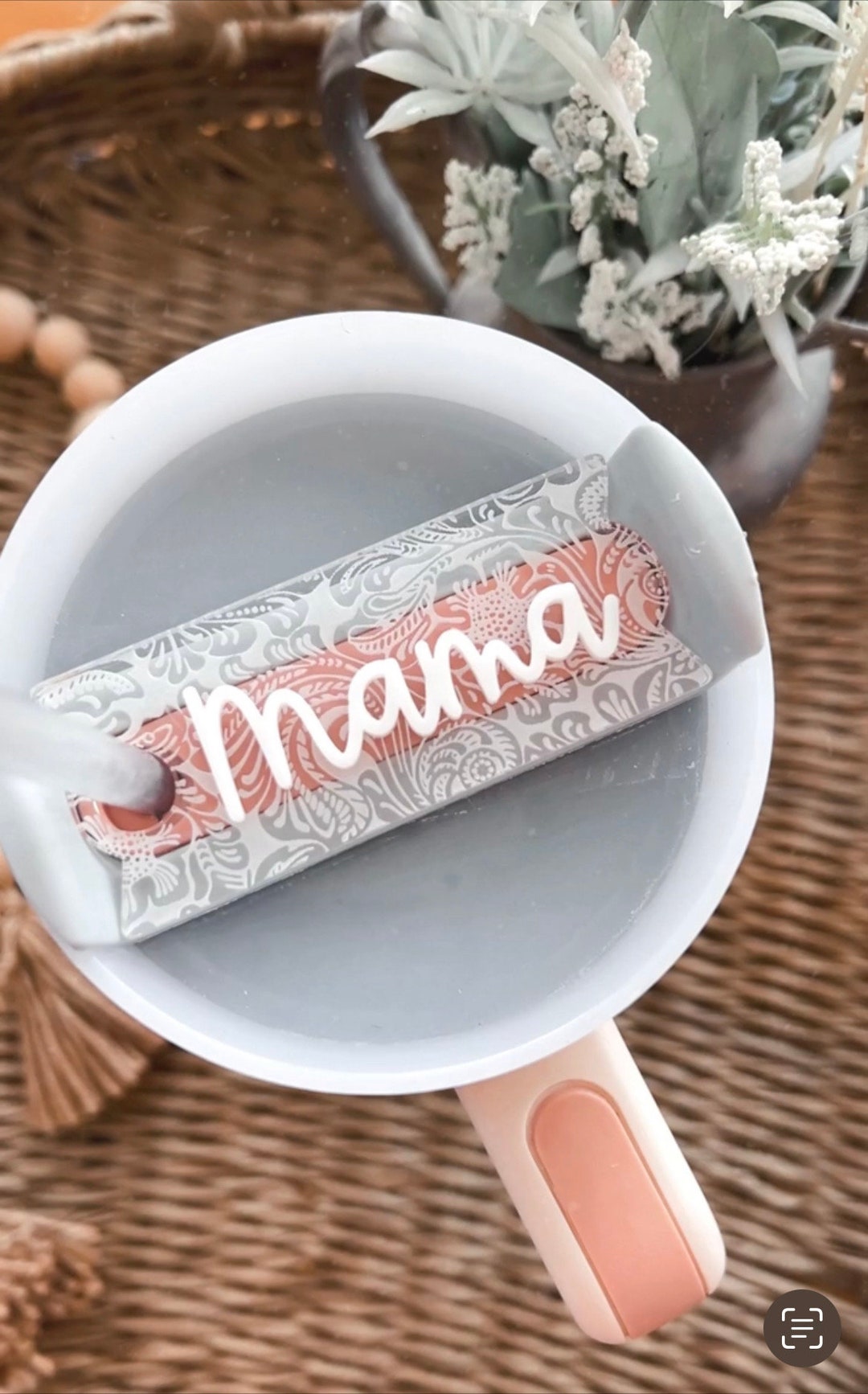 Paisley Stanley Tumbler Name Tag Lid Topper Etsy