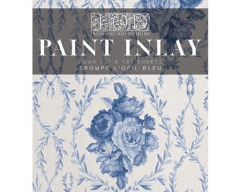 IOD Trompe L'oeil Blue Paint Inlay by Iron Orchid Designs - 4 Sheets