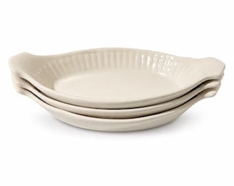 Vintage California Pottery White Au Gratin Dishes – Set of 3 - USA