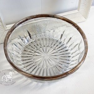 Vintage Leonard Crystal Serving Bowl | Italian 1960s, Silver Rim, 9″ Diameter