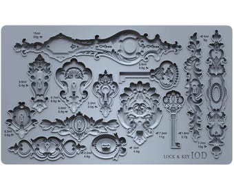 IOD Lock & Key Decor Mould by Iron Orchid Designs - 6x10 Silicone