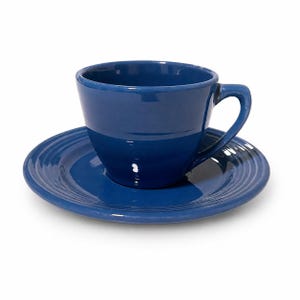Vintage Bauer Pottery Monterey Cobalt Blue Cup and Saucer - 1936-1945