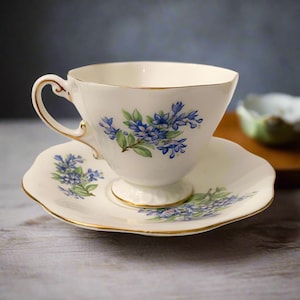 Vintage Foley Forget‑Me‑Not Bone China Tea Set | England Blue Floral & Gold Trim