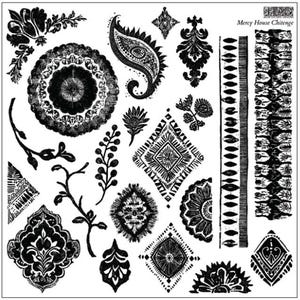 May include: Black and white patterned design elements, including paisley, floral, and geometric shapes. The image features various decorative motifs, such as diamonds, circles, and stylized leaves, all in a detailed, artistic style.