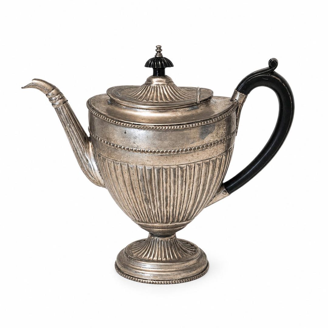 Vintage Silver-plate Fluted Teapot With Bakelite Handle - Aged Patina ...