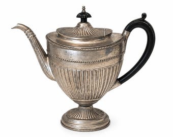 Vintage Silver-plate Fluted Teapot with Bakelite Handle - Aged Patina