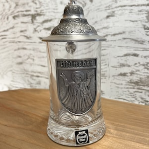 Vintage RHW Kristall Glas München Beer Stein | German Pewter & Crystal Mug