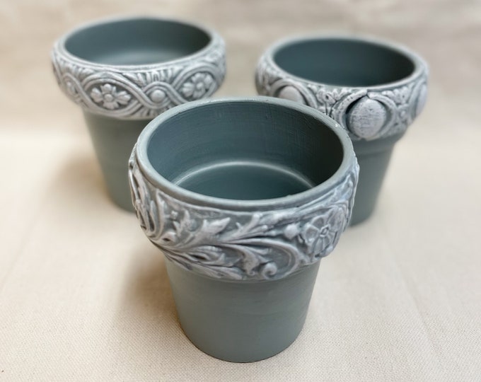 Decorative Clay Pots Set of 3 Etsy