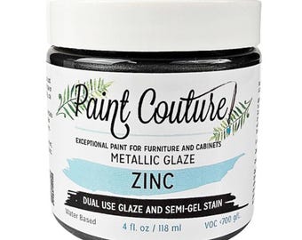 Zinc Metallic Glaze by Paint Couture - Water Based Wood Stain & Topcoat