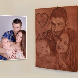 Sculpture sur bois personnalisée Portrait de famille en bois 3D photo gravée personnalisée pour anniversaire de mariage, cadeau spécial d'anniversaire image 2