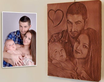 Wooden portrait for Wedding, Anniversary or Christmas gift personalized for you!