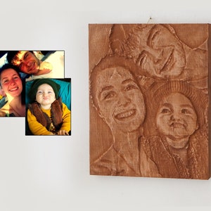 3D Familie Holz Portrait Custom Holzschnitzerei Relief personalisierte gravierte Foto Hochzeitstag Geburtstag beson Geschenk Familienporträt