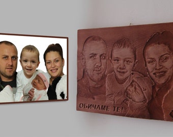 Custom wood carving personalized engraved Family wood Portrait from a photo 3D relief wood carving Wedding Anniversary Birthday gift special