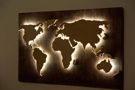 3D Wooden World Map - Light