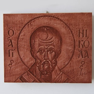 Wooden iconography eastern Orthodox icons of Saints wooden carving relief solid wood Saint of your choice