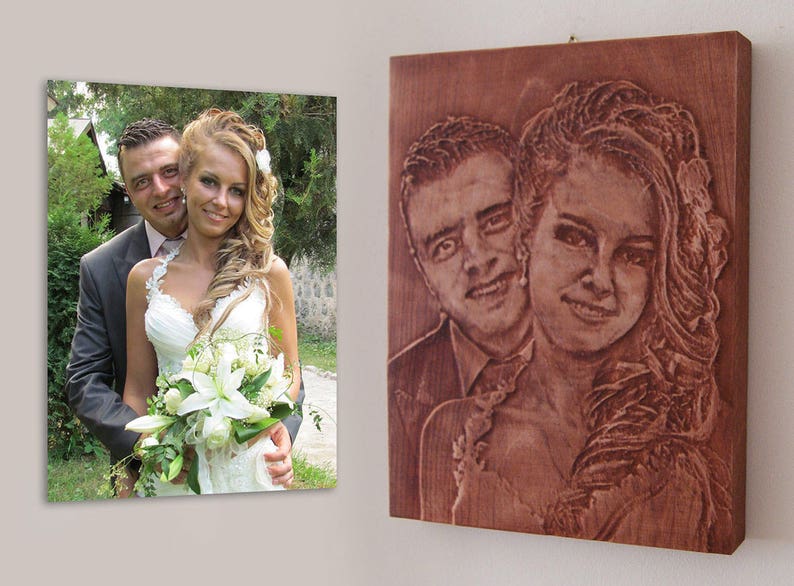 Wooden carving of your own Picture wood carving engraving of portraits make your own customized woodcarving for the wall wood relief image 2