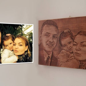 Sculpture sur bois personnalisée Portrait de famille en bois 3D photo gravée personnalisée pour anniversaire de mariage, cadeau spécial d'anniversaire image 4