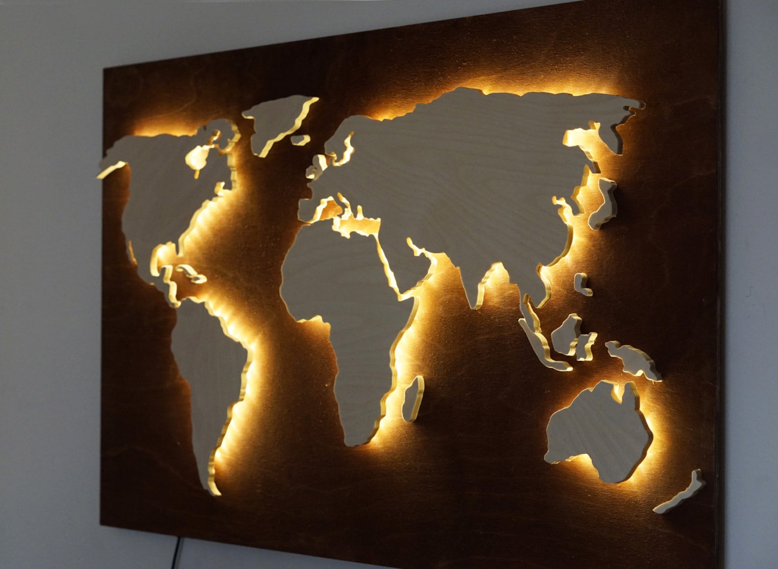 LED Weltkarte aus Holz abstrakte Kunst Weltkarte Wand 3d | Etsy