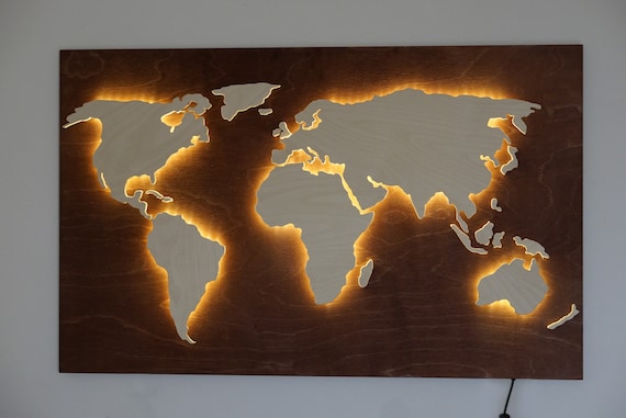 Download Wood Map Of The World For Wall Decor On Sale 3d Wood Panel Etsy