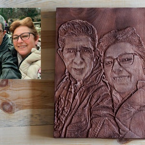 Photo Engraved Beech Wood Plaque: Custom Family Portrait