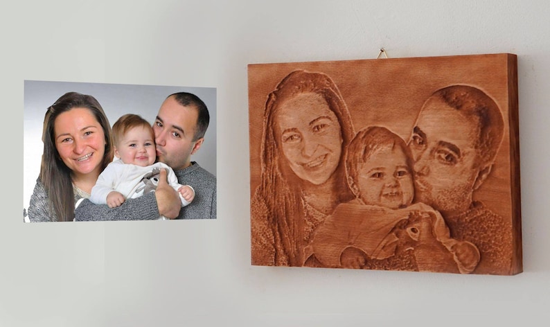 Sculpture sur bois personnalisée Portrait de famille en bois 3D photo gravée personnalisée pour anniversaire de mariage, cadeau spécial d'anniversaire image 9