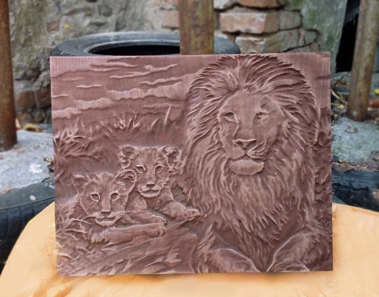 Custom Pet Portrait Wood Carving: 3D Relief Engraved Memorial