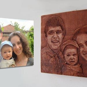 Wooden carving of your own Picture wood carving engraving of portraits make your own customized woodcarving for the wall wood relief image 6