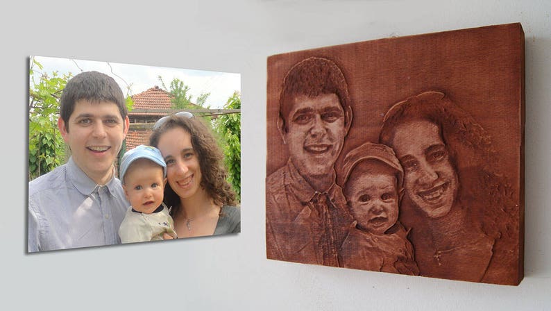 Wooden carving of your own Picture wood carving engraving of portraits make your own customized woodcarving for the wall wood relief image 6