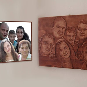 Sculpture sur bois personnalisée Portrait de famille en bois 3D photo gravée personnalisée pour anniversaire de mariage, cadeau spécial d'anniversaire image 7