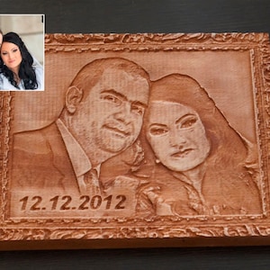 Wooden carving of your own Picture wood carving engraving of portraits make your own customized woodcarving for the wall wood relief image 5