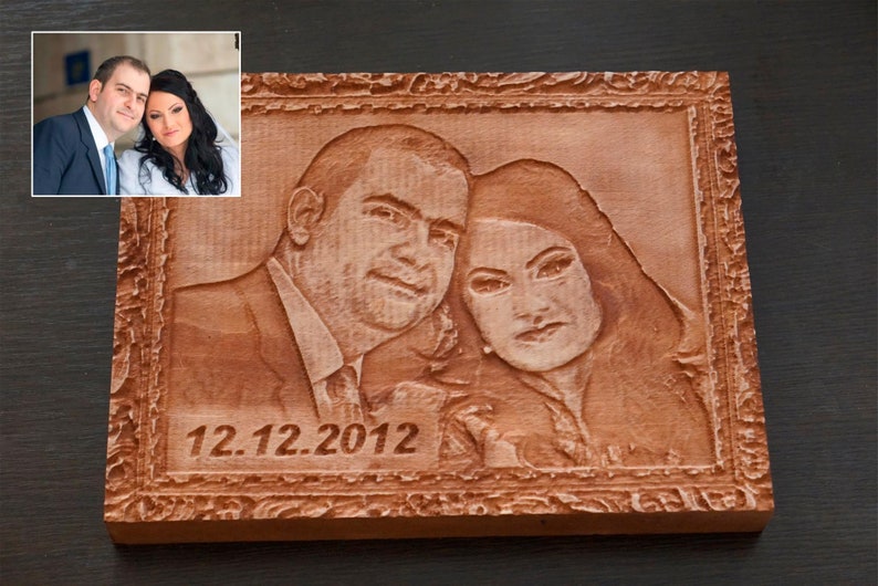 Wooden carving of your own Picture wood carving engraving of portraits make your own customized woodcarving for the wall wood relief image 5