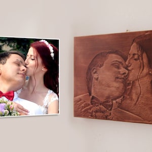 Wooden carving of your own Picture wood carving engraving of portraits make your own customized woodcarving for the wall wood relief image 4