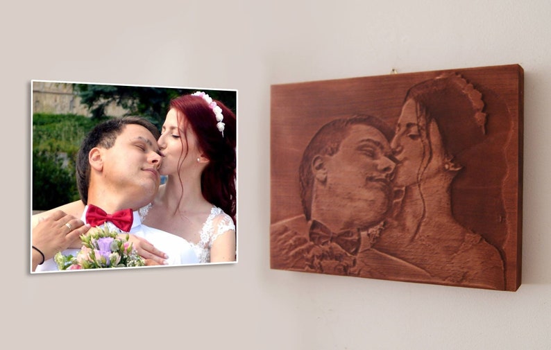 Wooden carving of your own Picture wood carving engraving of portraits make your own customized woodcarving for the wall wood relief image 4