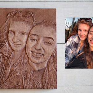 Custom 3D Wood Carved Portrait: Personalized Photo Relief