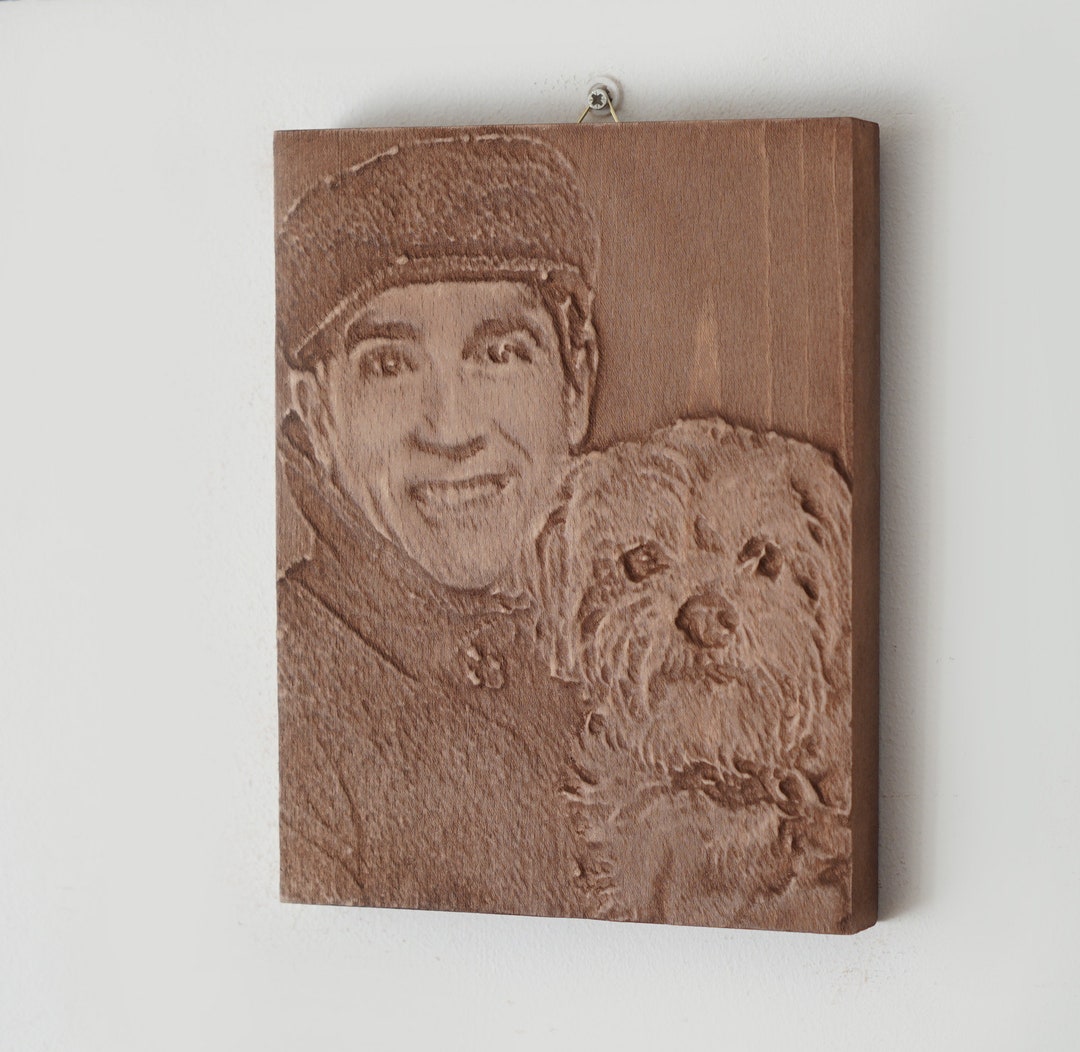 Wood Carving Picture, Engraved Pet Photo for Wall Decor, Wood Carving