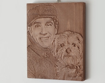 wood carving picture, engraved pet photo for wall decor, wood carving art,engraved faces on wood