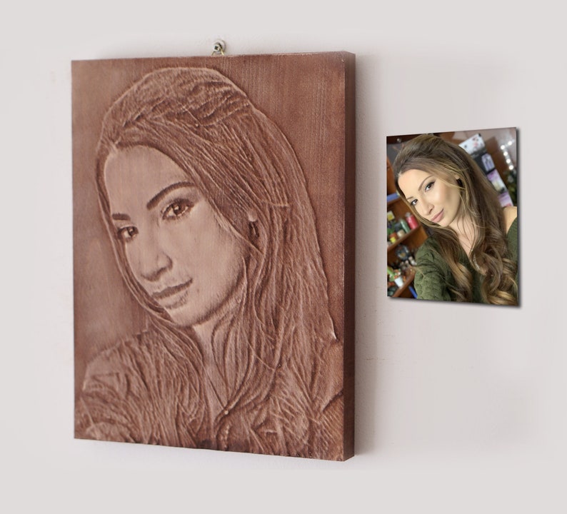 Custom Wood Carving Custom Photo Custom Message Wood Etsy