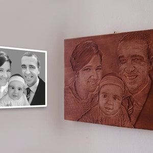 Sculpture sur bois personnalisée Portrait de famille en bois 3D photo gravée personnalisée pour anniversaire de mariage, cadeau spécial d'anniversaire image 6