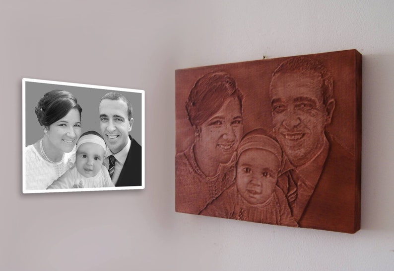 Sculpture sur bois personnalisée Portrait de famille en bois 3D photo gravée personnalisée pour anniversaire de mariage, cadeau spécial d'anniversaire image 6