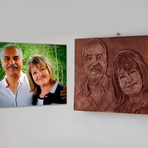 Sculpture sur bois personnalisée Portrait de famille en bois 3D photo gravée personnalisée pour anniversaire de mariage, cadeau spécial d'anniversaire image 8