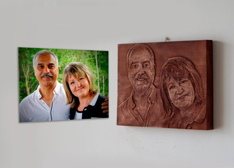 Sculpture sur bois personnalisée Portrait de famille en bois 3D photo gravée personnalisée pour anniversaire de mariage, cadeau spécial d'anniversaire image 8